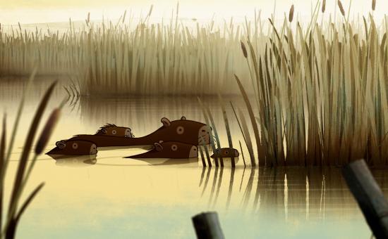 des capybaras dans l'eau